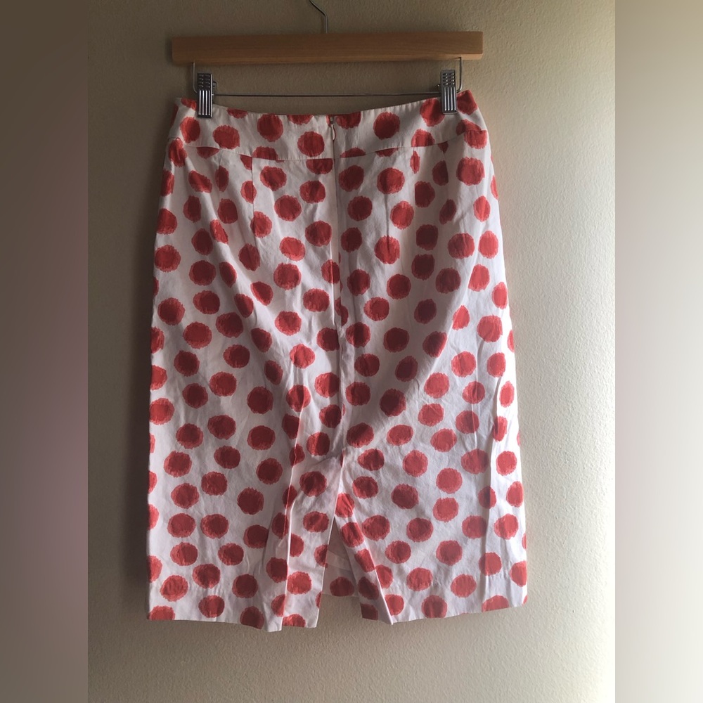Anthropologie Corey Lynn Calter Skirt Sz 6 White Red Polka Dot Cotton Pencil - Picture 3 of 7